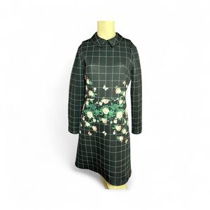 Erin by Erin Fetherston‎ Neoprene Window Pane Roses Black Dress, Size 10 (322)